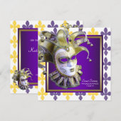 Sweet sixteen金ゴールドパープルマスカレードパーティー 招待状 (正面/裏面)