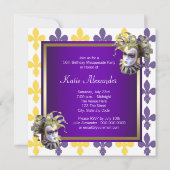 Sweet sixteen金ゴールドパープルマスカレードパーティー 招待状 (裏面)