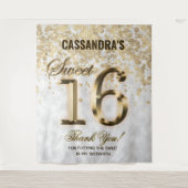 Sweet sixteen金ゴールドホイフェイクルグリッタータペストリー タペストリー (正面)