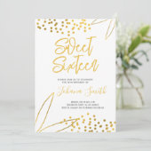 Sweet sixteen金ゴールドホワイト16番目の誕生日招待状 招待状 (スタンド正面)