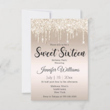 sweet sixteen金ゴールド滴下グリッターシャンパン