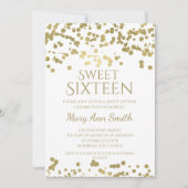Sweet sixteen金モダン箔紙吹雪 招待状 (正面)