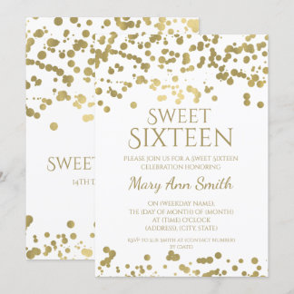 Sweet sixteen金モダン箔紙吹雪 招待状