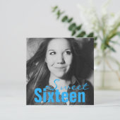 Sweet sixteen10代の誕生パーティー（明るい青） 招待状 (スタンド正面)