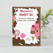 SWEET SIXTEEN16キャンディ誕生日フラットサンキュー サンキューカード (スタンド正面)