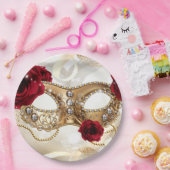 Sweet sixteen16クリーム金ゴールドマスカレードボールパーティー ペーパープレート (パーティー)