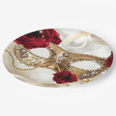 Sweet sixteen16クリーム金ゴールドマスカレードボールパーティー ペーパープレート (アングル)