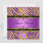 Sweet sixteen16ゼブラパープル金ゴールドブラック 招待状 (正面)