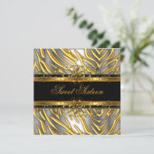 Sweet sixteen16ゼブラ金ゴールドブラックシルバー 招待状 (スタンド正面)