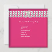 Sweet sixteen16ティアラピンクシルバーホワイトパール 招待状 (裏面)