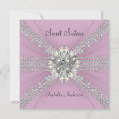 Sweet sixteen16バタフライピンクバースデーパーティー 招待状 (正面)