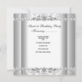 Sweet sixteen16バースデーパーティーシルバーホワイトパール 招待状 (裏面)