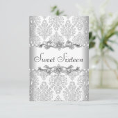 Sweet sixteen16バースデーパーティーシルバーホワイトパール 招待状 (スタンド正面)