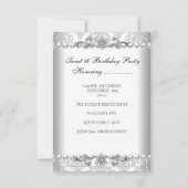 Sweet sixteen16バースデーパーティーシルバーホワイトパール 招待状 (裏面)
