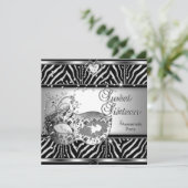 Sweet sixteen16バースデーパーティーゼブラシルバーマスク 招待状 (スタンド正面)