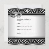 Sweet sixteen16バースデーパーティーゼブラシルバーマスク 招待状 (裏面)