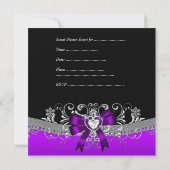 Sweet sixteen16バースデーパーティーゼブラパープルブラック 招待状 (裏面)