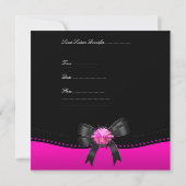 Sweet sixteen16バースデーパーティーゼブラピンクブラック 招待状 (裏面)