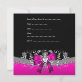 Sweet sixteen16バースデーパーティーゼブラピンクブラック 招待状 (裏面)