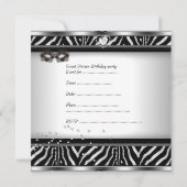 Sweet sixteen16バースデーパーティーゼブラマスカレード 招待状 (裏面)