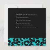 Sweet sixteen16バースデーパーティーティール（緑がかった色）ブルーレオパード 招待状 (裏面)