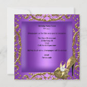 Sweet sixteen16バースデーパーティーパープル金ゴールドドレス 招待状 (裏面)
