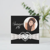 Sweet sixteen16バースデーパーティー白黒 招待状 (スタンド正面)
