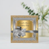 Sweet sixteen16バースデーパーティー金ゴールドシルバーボウ 招待状 (スタンド正面)