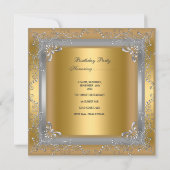 Sweet sixteen16バースデーパーティー金ゴールドシルバーボウ 招待状 (裏面)