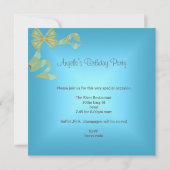 Sweet sixteen16バースデーパーティー金ゴールドスターズブルー 招待状 (裏面)