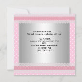 Sweet sixteen16パーティーシルバーピンクホワイトスポット 招待状 (裏面)