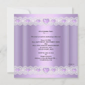 Sweet sixteen16パーティーパープルシルバー薄紫ハート 招待状 (裏面)