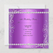 Sweet sixteen16パーティーパープルホワイトシルバーパール 招待状 (裏面)
