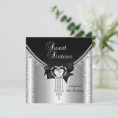 Sweet sixteen16パーティーブラックシルバーダイヤモンド2 招待状 (スタンド正面)