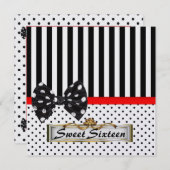 Sweet sixteen16パーティー白黒招待状 招待状 (正面/裏面)