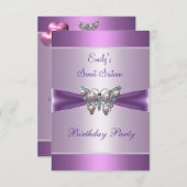 Sweet sixteen16パープルムーヴパールバタフライ2 招待状 (正面/裏面)