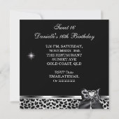 Sweet sixteen16ヒョウ誕生日パーティー写真 招待状 (裏面)