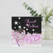 Sweet sixteen16ピンクマスクハート星 招待状 (スタンド正面)