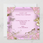 Sweet sixteen16ピンク金ゴールドフローラ 招待状 (裏面)