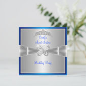 Sweet sixteen16ブルーシルバーティアラ3蝶 招待状 (スタンド正面)