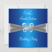 Sweet sixteen16ブルーシルバーバタフライジュエル4 招待状 (正面)