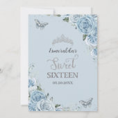 Sweet sixteen16ベビーブルーフローラ蝶16th 招待状 (裏面)