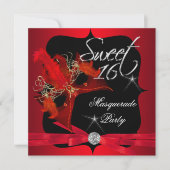 Sweet sixteen16マスカレード赤黒 招待状 (正面)