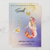 *~*SWEET SIXTEEN16人の人魚グラデーションの誕生日パーティー  招待状 (正面/裏面)