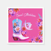 Sweet sixteen16女性のカーボーイフローラピンク誕生日 スタンダードカクテルナプキン (正面)