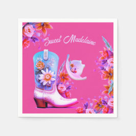 Sweet sixteen16女性のカーボーイフローラピンク誕生日 スタンダードカクテルナプキン