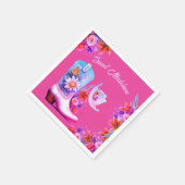 Sweet sixteen16女性のカーボーイフローラピンク誕生日 スタンダードカクテルナプキン (角)