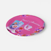 Sweet sixteen16女性のカーボーイフローラピンク誕生日 ペーパープレート (アングル)