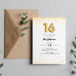 Sweet sixteen16日紙吹雪誕生会 招待状<br><div class="desc">可愛い金ゴールド紙吹雪とアーチフォト16th誕生日パーティーの招待sweet sixteen誕生日パーティー。表カスタマイズに写真、裏にパーティー詳細。</div>
