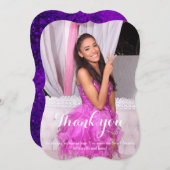 Sweet sixteen16歳の誕生日パープルカード サンキューカード (正面/裏面)